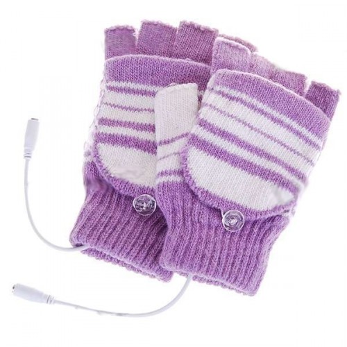 USB dámske vyhrievané rukavice - purpurové