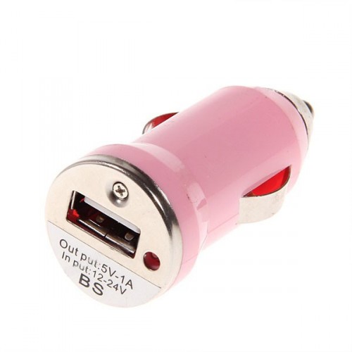 USB napájací adaptér autonabíjačka (ružová)