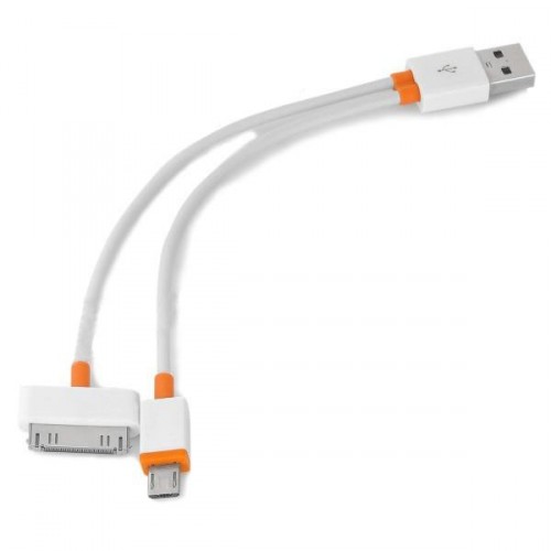 Y-kábel z USB na 8-pin/30-pin - biely