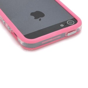 Ochranný silikónový rám pre iPhone 5 - tmavo ružová