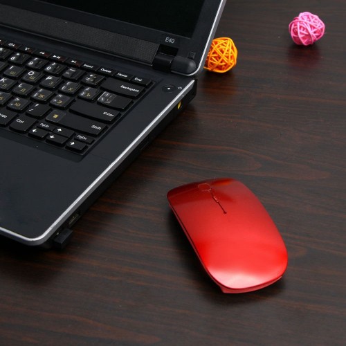 Ultratenká bezdrôtová myš - červená 2,4G USB reciever