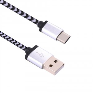 Bielo čierny kábel USB 2.0 - USB-C 3.1 1m