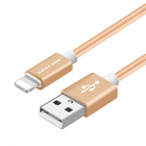50cm VOXLINK Nylonový USB kábel pre iPhone 8 7 6s Pus 5s iPad mini zlatý